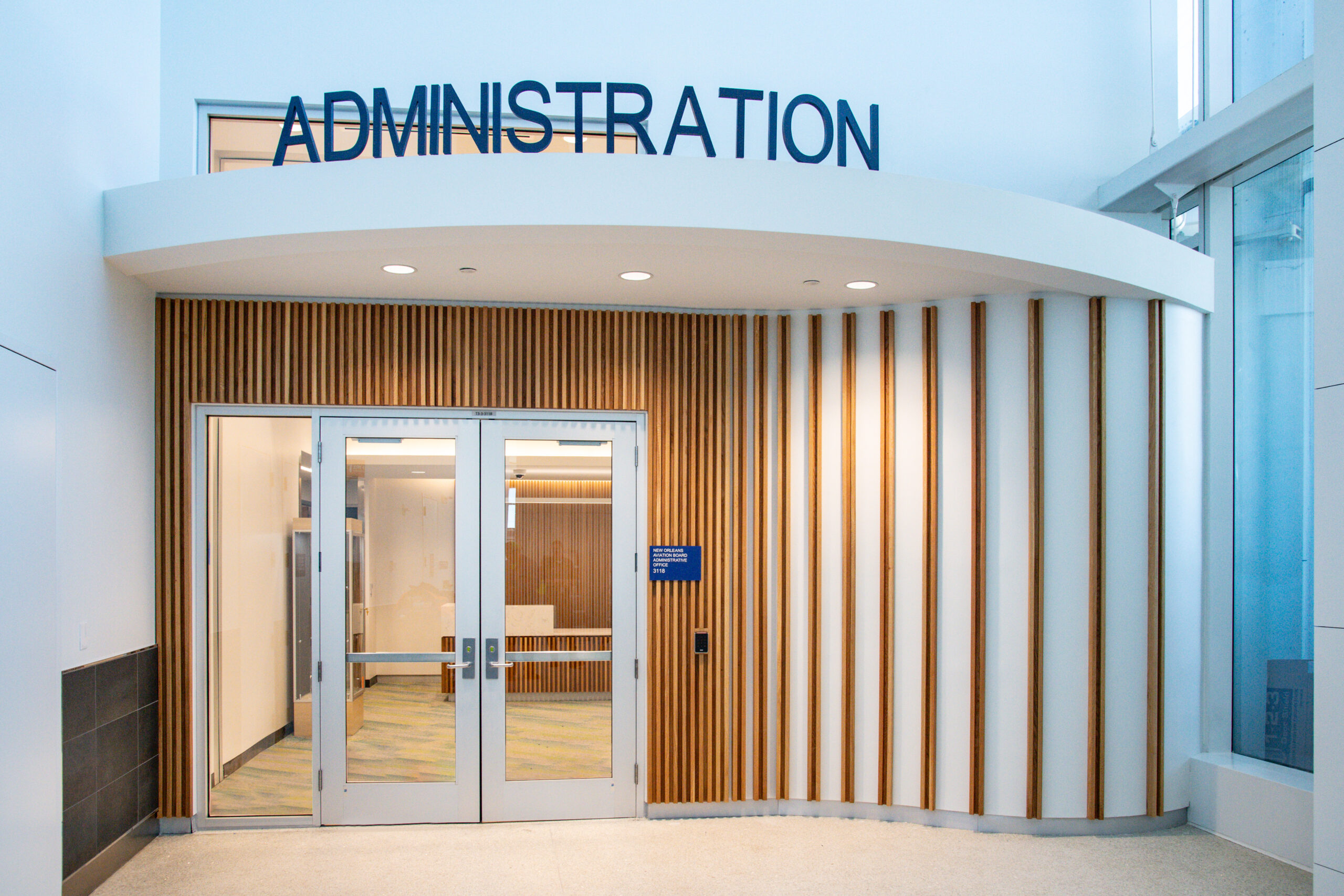 Front door of the New Orleans Aviation Board Administration Offices