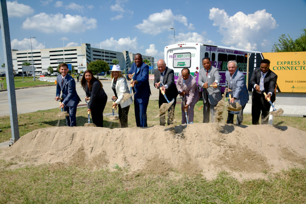 Pictured from left to right: Secretary Glenn Ledet (LADOTD), Councilmember Arita Bohannan (Jefferson Parish – District 4), Councilmember Dee Dunn (City of Kenner – District 1), Councilmember Byron Lee (Jefferson Parish – District 3), Director of Aviation Kevin Dolliole, Chairman Judge Michael G. Bagneris, Councilmember Eugene Green (City of New Orleans, Chair of Transportation and Airport Committee), Board Member Gary Smith, Sr., and Justin Barker (Manager, FAA Louisiana Airport District Office).