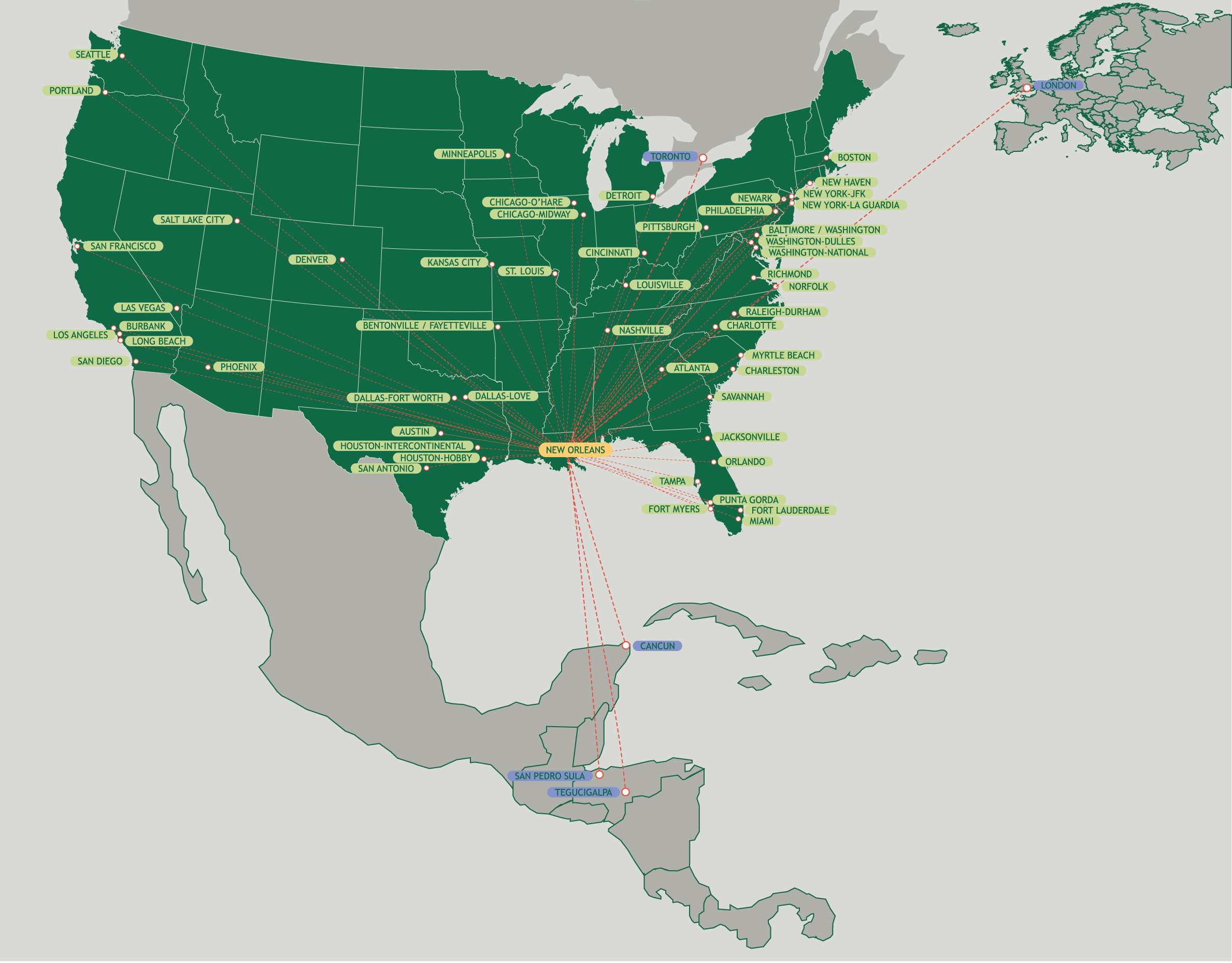 Route-Map-full-10-1-25 Louis Armstrong New Orleans International Nonstop Routes Map