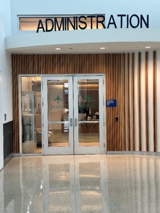 Front door of the New Orleans Aviation Board Administration Offices
